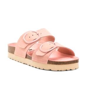 Bio Green Spain Pink Suede Dual Band Sandals Buckle Closures Made US 8.5 EU 39
